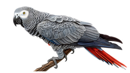 Obraz premium African grey parrot - Transparent background, Cut out