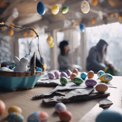 Easter eggs and the Easter bunny in the workshop