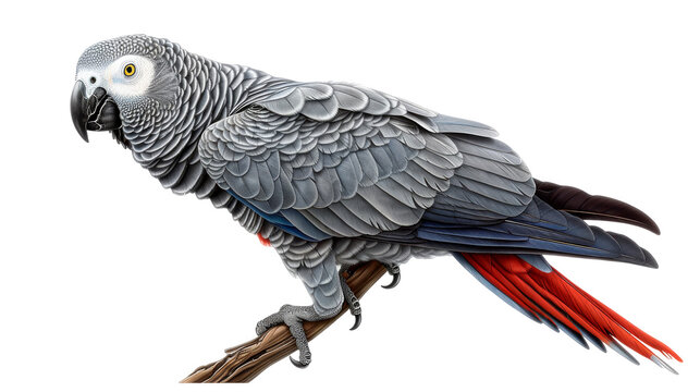 African grey parrot - Transparent background, Cut out