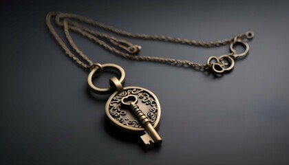 A Pendant Necklace Featuring A Miniature Key Symbo Upscaled 6