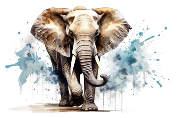 white sketch painting grunge A Hand elephant illustration watercolor background