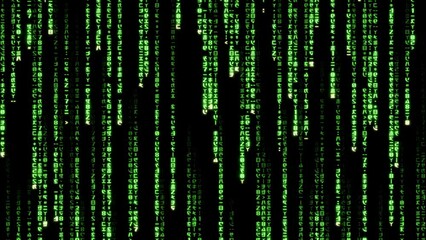 Falling Green code in the matrix style. Animation digital background - Powered by Adobe