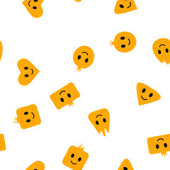 Colorful seamless happy emoji pattern in vintage style