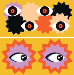 Digital geometric tech elements abstract vector. Flat icons