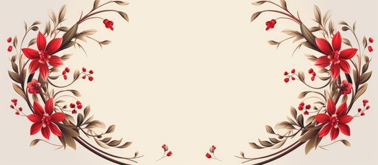Obraz premium Vintage Circular Classic Border with Red Foliage