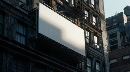 Wide white billboard on top of a building