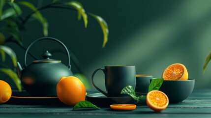 Orange tea with leaves decoration