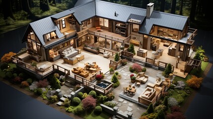 Layout  house with designated functional areas and convenient arrangement, Copy space, Generative AI