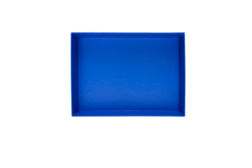 Blue cardboard box isolated transparent png. Open gift box. Rectangular empty paper container top view.