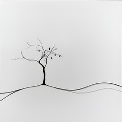 tree by pencil drawing on style minimalism