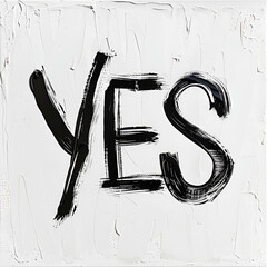close-up word "YES'' on a white background
