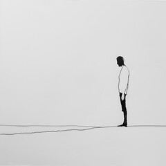 silhouette of a person drawing by pencil on a white background