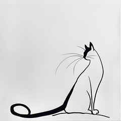 pencil drawing cat on a white background
