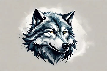 Rolgordijnen A striking image featuring a clean and modern wolf logo, skillfully crafted to symbolize power and the unrestrained spirit of a free soul in high definition © Goshi