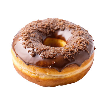 Chocolate donut isolated on Transparent background.