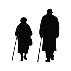 silhouettes of elderly people