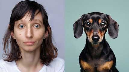 divertida série de fotografias revela a incrível semelhança entre algumas pessoas e seus cachorros - obrazy, fototapety, plakaty