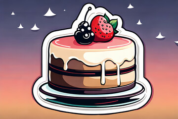 piece-of-cake-sticker-2d-cute-fantasy-dreamy-vector-illustration-2d-flat-centered-by-tim-bur