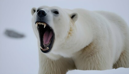 A Polar Bear With Its Teeth Bared Warning Off Int