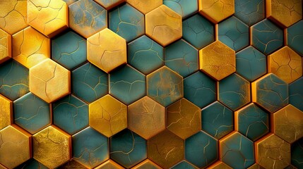 An array of hexagonal tiles showcasing a rustic texture with a variation of earthy tones.