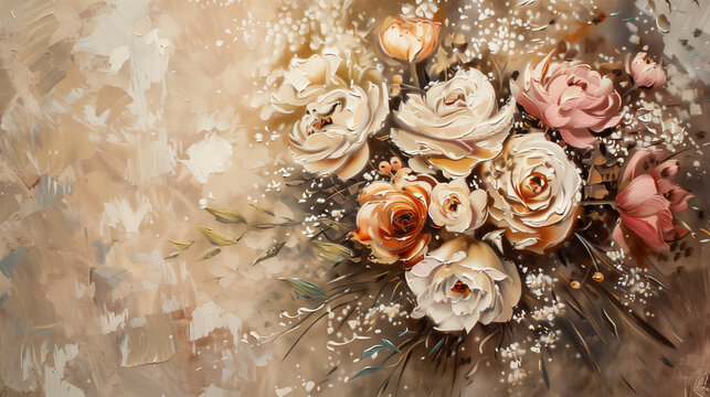 Painted wedding flower bouquet