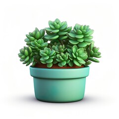 Potted Succulent Plant on a white background.