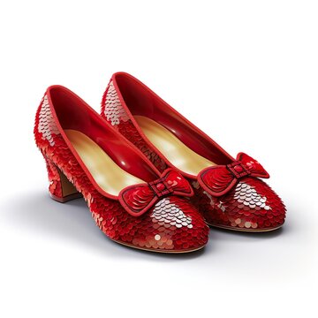 Cherry Red Ruby Slippers on a white background