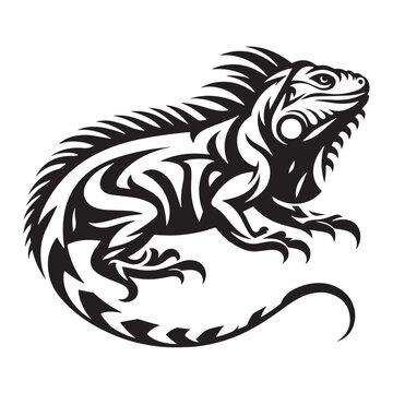 recommend clip art: Iguana Outlines, Iguana Silhouettes- black and white illustration, Majestic Iguana Silhouettes
