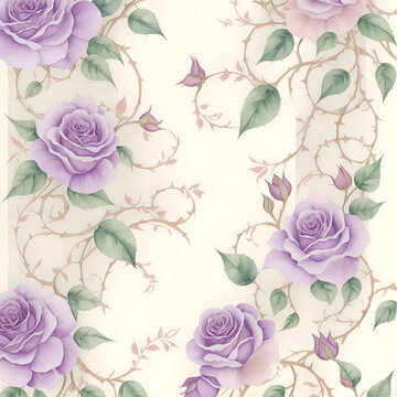 Purple Flower Thorn Vine Pattern