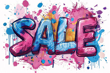 Colorful word SALE with paint splatters
