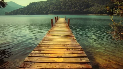 Gartenposter wooden pier on the lake © Nihad