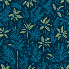 Palm Tree blue and green Subtle Pattern Seamless