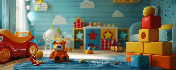Cozy Children's Playroom with Toys and Blocks