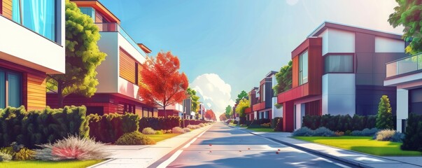 Sunny street of a small town.