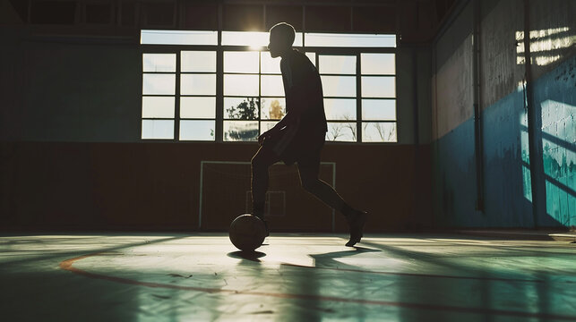 jogador de silhueta da maquete de futsal