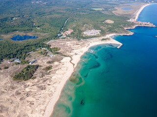 Aerial view of back sea coast near Arkutino beach, Bulgaria - 758285602