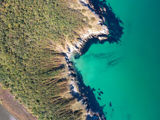 Aerial view of back sea coast near Arkutino beach, Bulgaria - 758285613