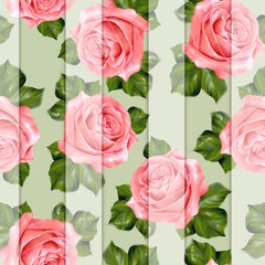 Roses seamless pattern background. Romantic fabric design. - 758287413