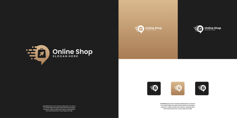 Online shop logo design inspiration. Symbol for shopping, cart, shop, social media and etc.
