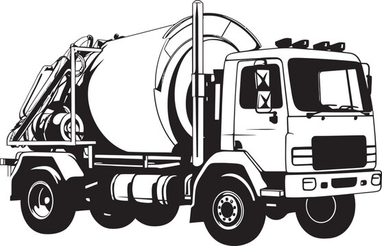 Dynamic Cement Mixer Vector Illustration with Action Packed Construction Site and Hard Hat Workers