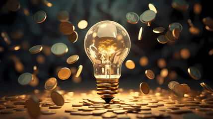 Yellow light bulb, concept of developing creativity and clear thinking