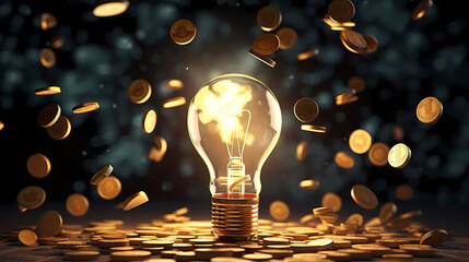 Yellow light bulb, concept of developing creativity and clear thinking