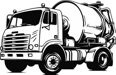Detailed Cement Mixer Vector Illustration with Focus on Machinery Functionality and Engineering Precision