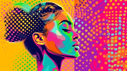 Foto op Plexiglas Vibrant Pop Art Female Profile for International Women's Day © Jardel Bassi