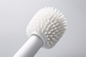 Detailed shot capturing the texture of a sleek, modern toilet bowl brush, its durable bristles and ergonomic handle making cleaning a breeze - obrazy, fototapety, plakaty
