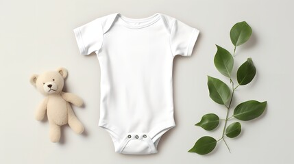 White Cotton Baby Short Sleeve Bodysuit with Toy

