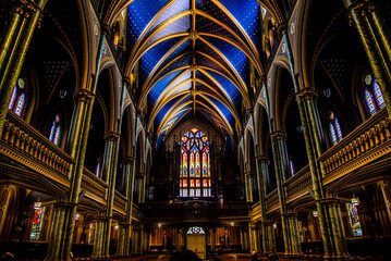 Ottawa, Canada - December 31 2018: Notre Dame Cathedral Basilica of Ottawa