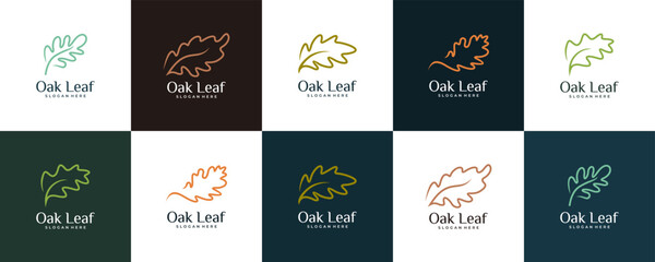 Creative Oak leaf vector logo set. Logo template - obrazy, fototapety, plakaty