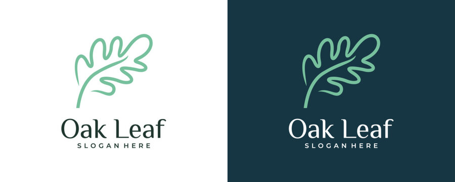 linear Oak leaf vector logo isolated. Logo templates