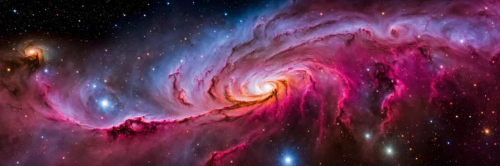 Wandaufkleber  Space galaxy panorama. Long side scenic image of the universe. © vellot